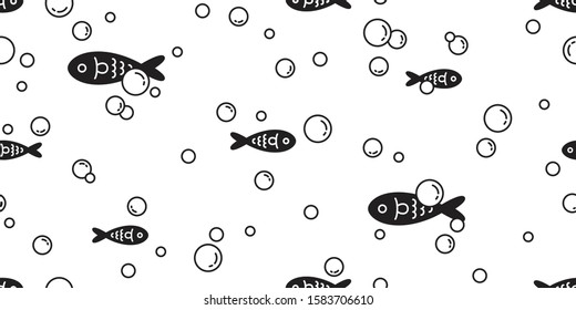 fish seamless pattern vector shark dolphin salmon tuna bubble scarf isolated cartoon tile background repeat wallpaper illustration design