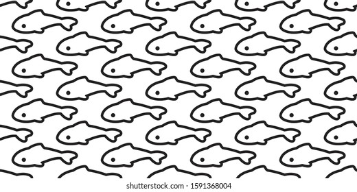 fish seamless pattern vector shark salmon dolphin tuna whale scarf isolated cartoon tile background repeat wallpaper illustration white design