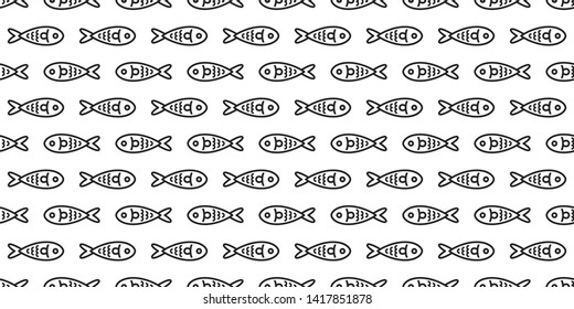 fish Seamless pattern vector tuna salmon scarf isolated shark dolphin whale ocean sea cartoon repeat wallpaper tile background doodle illustration white