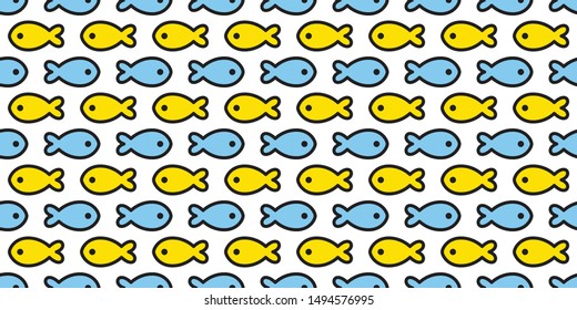 fish Seamless pattern vector tuna doodle cartoon shark salmon dolphin whale ocean sea scarf isolated repeat wallpaper tile background illustration design