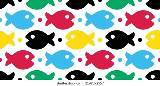 fish Seamless pattern vector tuna salmon cartoon pet shark dolphin whale sea ocean repeat wallpaper tile background gift wrapping paper animal illustration doodle design scarf isolated