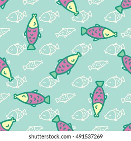 Fish seamless vector pattern