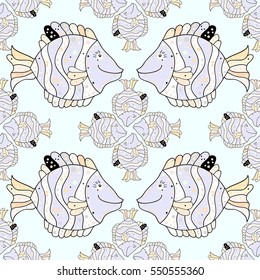 Fish seamless vector pattern. vector illustration texture. Light.