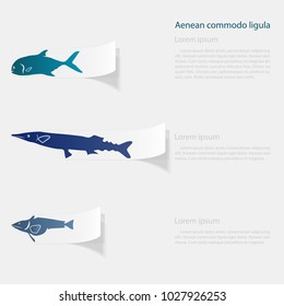 Fish the seas and oceans. Flat sticker with shadow on white background. Vector illustration
