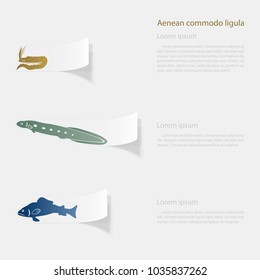 Fish the seas and oceans. Flat sticker with shadow on white background. Vector illustration