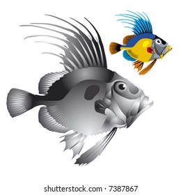 Fish. See the entire series. Vector with the gradient and the simple vector.