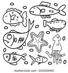 fish set bundle vector design 