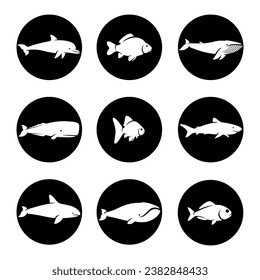 Fish set. Collection icon fish. Vector