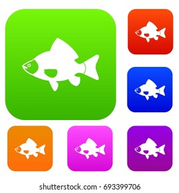 Fish set icon in different colors isolated vector illustration. Premium collection