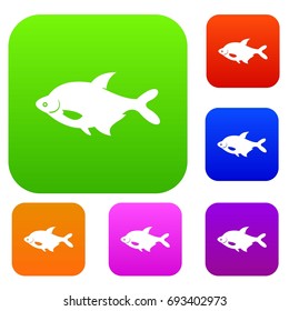 Fish set icon in different colors isolated vector illustration. Premium collection