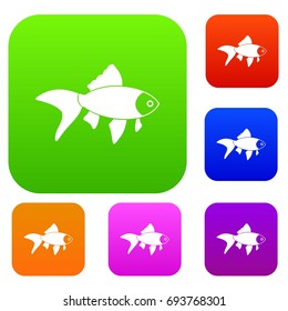 Fish set icon in different colors isolated vector illustration. Premium collection