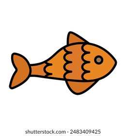 Fish set icon. Orange fish, aquatic animal, seafood, marine life, fishing, ocean creature, edible fish, culinary ingredient, protein source.