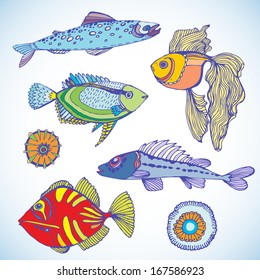 Fish set. Vector illustration.