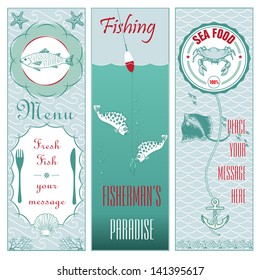 Fish set vertical banners