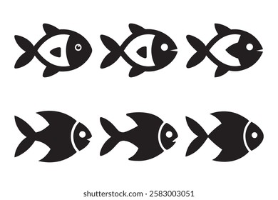 Fish sets icon vector on White Background ,Vector Art Illustration on white background.