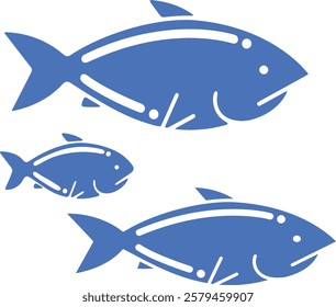 FISH IN SHADES OF BLUE - LARGE, MEDIUM AND SMALL