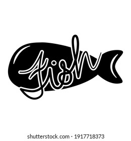 Fish Shape Black Silhouette Word Fish Stock Vector (royalty Free 