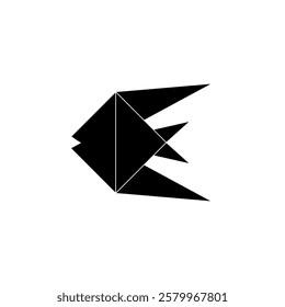 Fish Shape Inspired by Origami Form, can use for Logo, Pictogram, Aquatic Animal Figure, Website, Apps, or Graphic Design Element. Vector Illustration