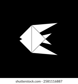 Fish Shape Inspired by Origami Form, can use for Logo, Pictogram, Aquatic Animal Figure, Website, Apps, or Graphic Design Element. Vector Illustration