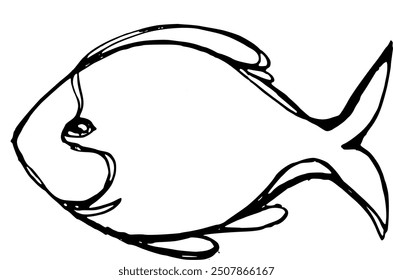 fish shape. single line outline