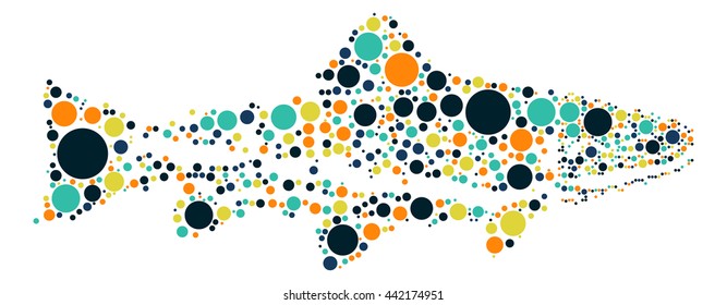 fish shape vector design by color point