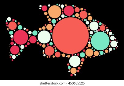 fish shape vector design by color point