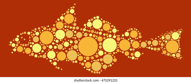 fish shape vector design by color point