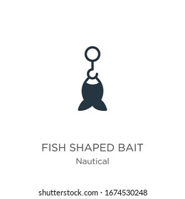 Fish shaped bait icon vector. Trendy flat fish shaped bait icon from nautical collection isolated on white background. Vector illustration can be used for web and mobile graphic design, logo, eps10