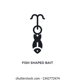 fish shaped bait isolated icon. simple element illustration from nautical concept icons. fish shaped bait editable logo sign symbol design on white background. can be use for web and mobile