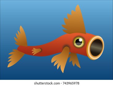 A fish shaped kite. Usual in some asian celebrations. Vector illustration