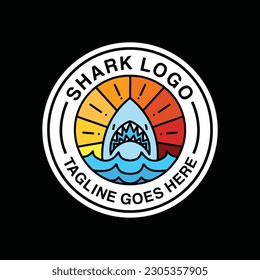 Fish Shark Animal Logo Vector Graphic Design illustration Badge Emblem Symbol and Icon