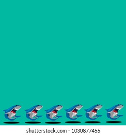 Fish shark on green background.