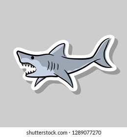 Fish shark predator. Vector Doodle Sticker