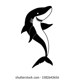 Fish shark vector icon.Black vector icon isolated on white background fish shark .