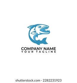 Fish with sharp teeth vector icon. Angler vector logo design with isolated background.