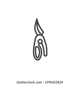 Fish Shears line icon. linear style sign for mobile concept and web design. Kitchen scissors outline vector icon. Symbol, logo illustration. Vector graphics