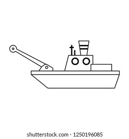 Fish ship boat in black and white