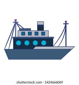 Fish ship boat sideview isolated cartoon vector illustration graphic design
