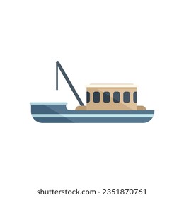 Icono de barco de pescado vector plano. Barco pesquero. Buques marítimos aislados