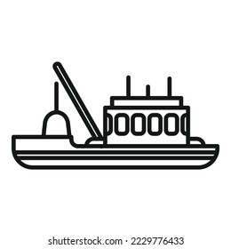 Fish ship icon outline vector. Fishing boat. Sea vessel