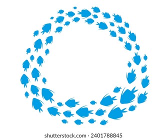 Fish shoal ocean seaweed underwater silhouette concept. Vector flat graphic design illustration