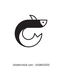 Fish shop logo template vector icon design