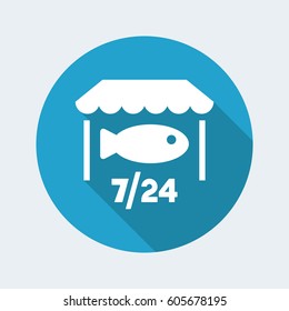 Fish shop open 7/24 - Vector web icon