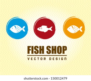 fish shop over dotted background vector illustration 