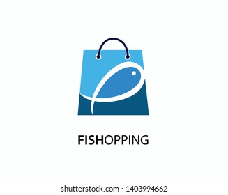fish shopping logo template design vector