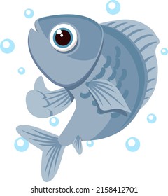 Fish shows a like fin close-up on a white background. Character