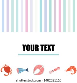 Fish, shrimp, crab, squid.Vector seafood. Food and restaurant design.
