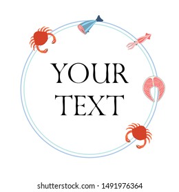 Fish, shrimp, crab, squid.Vector seafood. Food and restaurant design.
