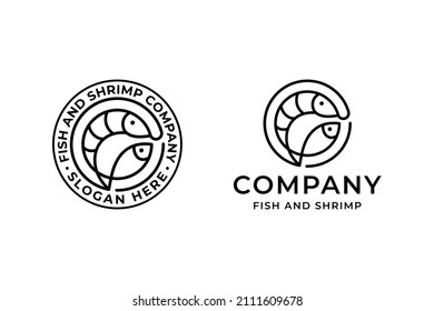 Fish And Shrimp Simple Badge Logo Template