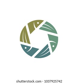 fish. shutter. photography vector logo.